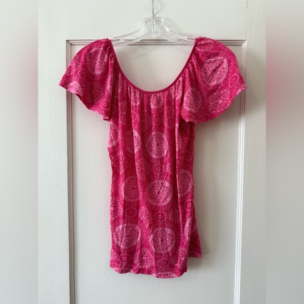 Splendid | Magenta Medallion Open Tie Back Tunic Top Size XS